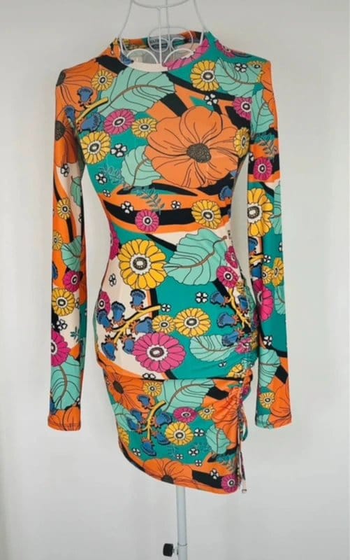 Bershka Multi-Colour Floral Bodycon Dress