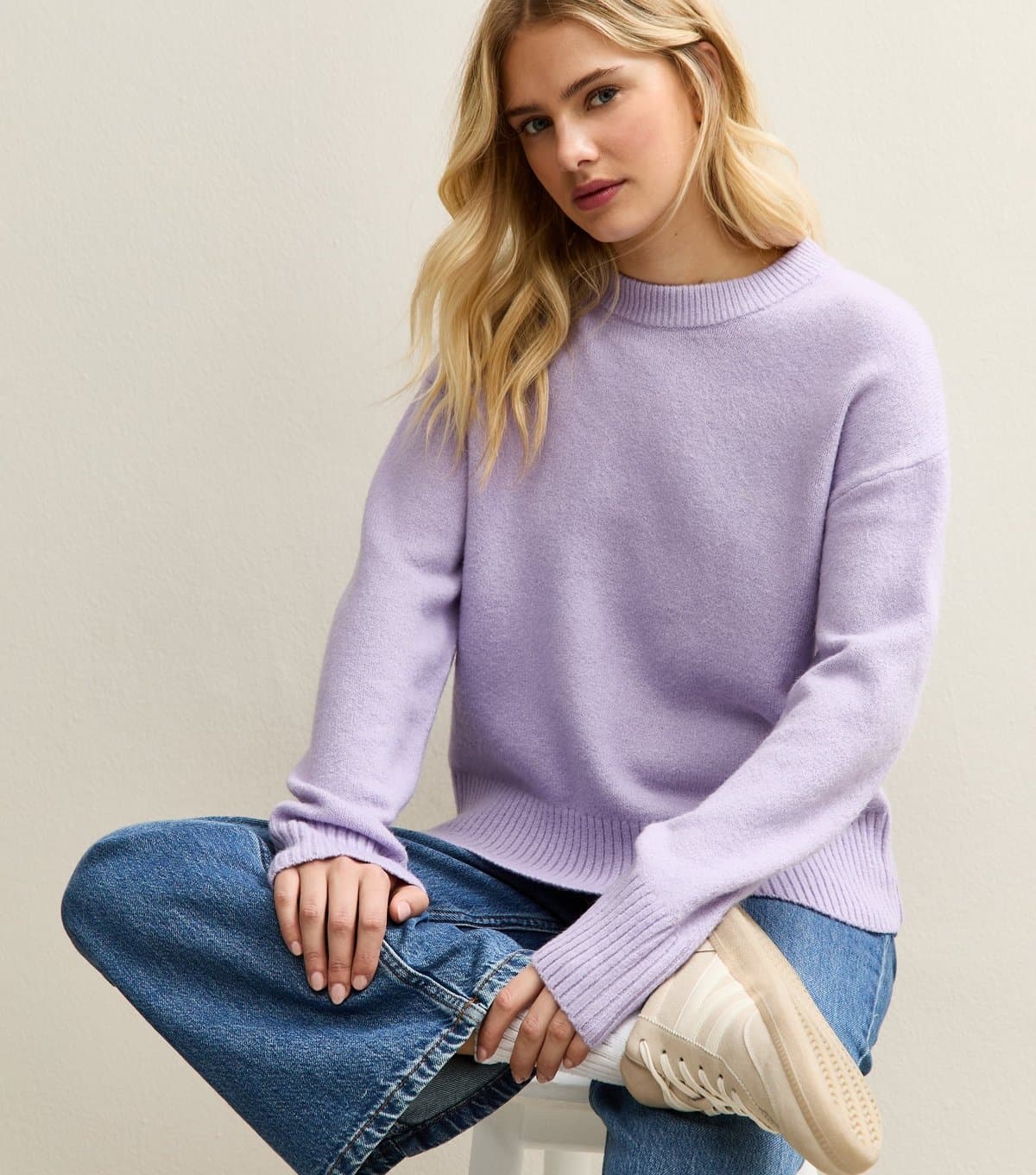 New Look Women's Lilac Crew Neck Jumper New Look