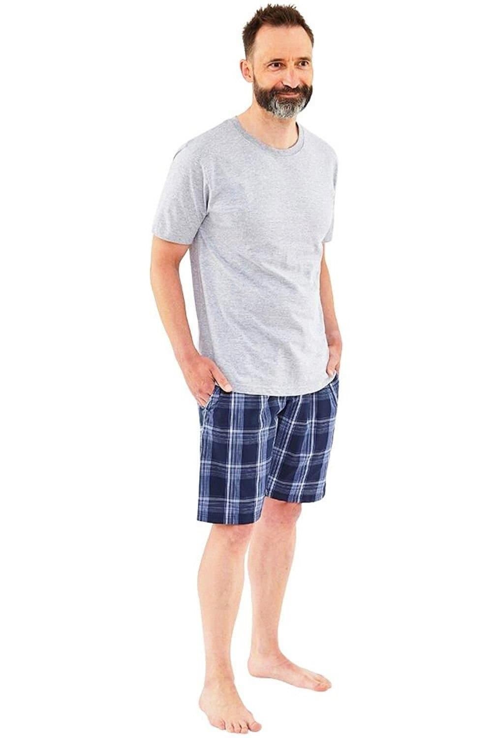 Just Essentials Just Essentials Men's Mens Check Short Pyjama Set in Grey