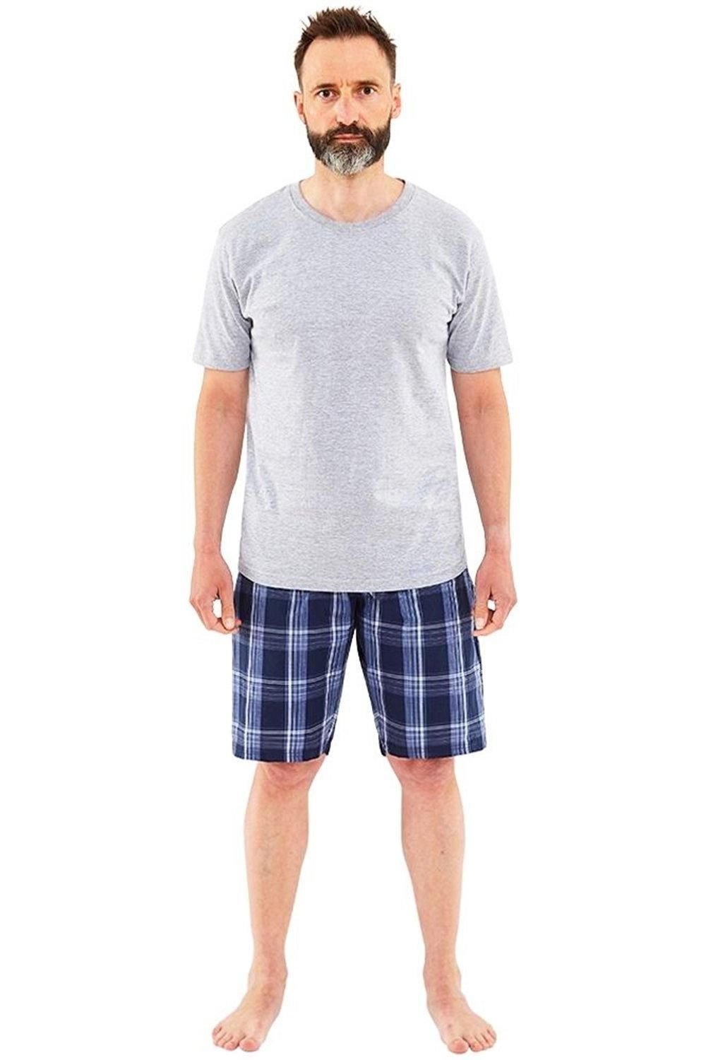 Just Essentials Just Essentials Men's Mens Check Short Pyjama Set in Grey - 2