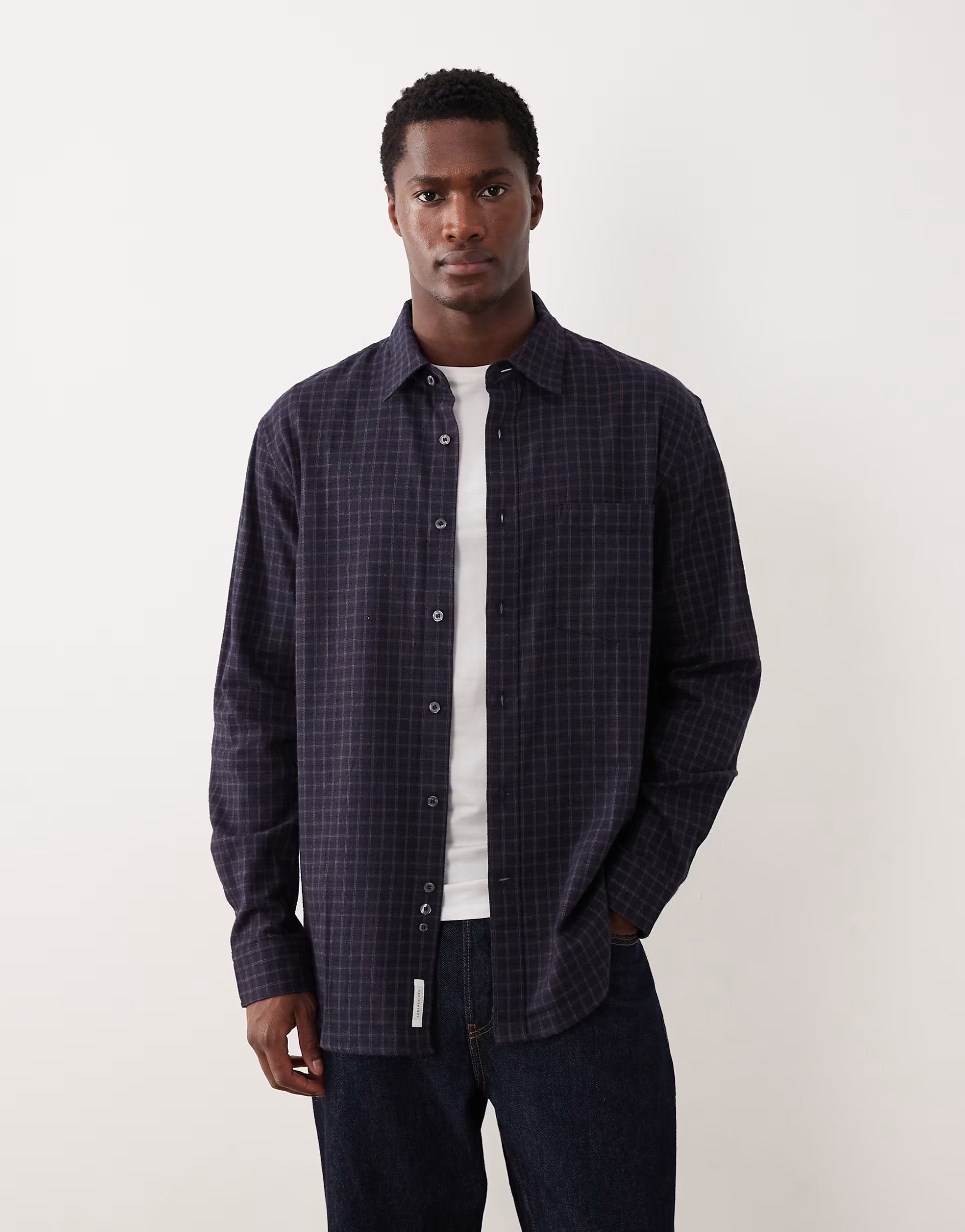 ASOS ARKET relaxed fit flannel shirt in blue check - 1