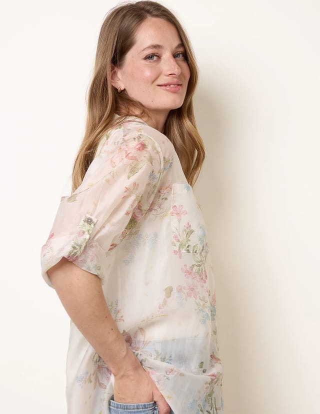 Blue Vanilla Sheer Floral Shirt - 3