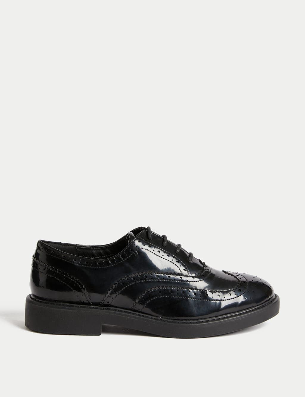 Marks & Spencer M&S Black Patent Faux Leather Brogues