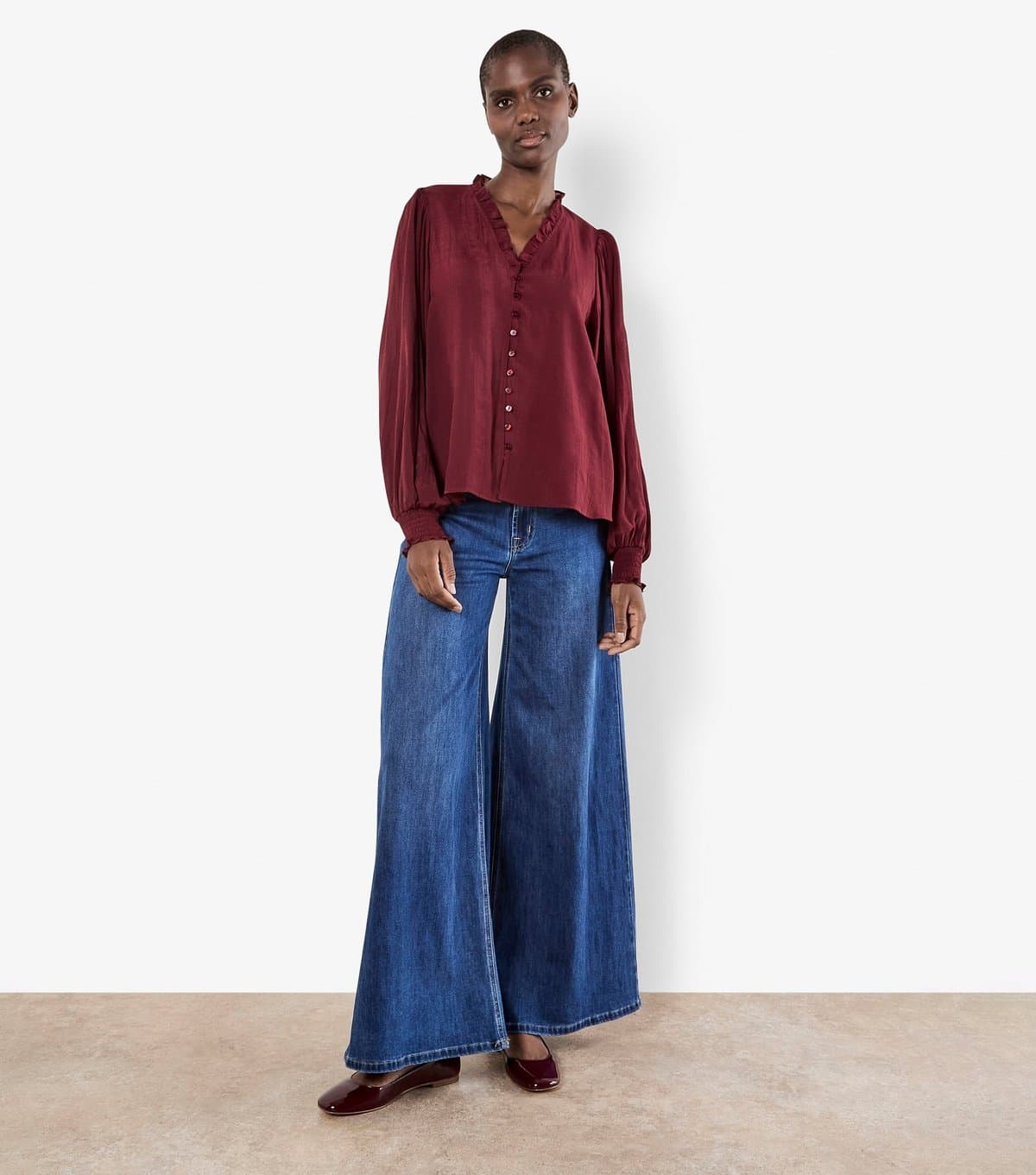 Apricot Women's Burgundy Ruffle Smock Boho Blouse Apricot New Look