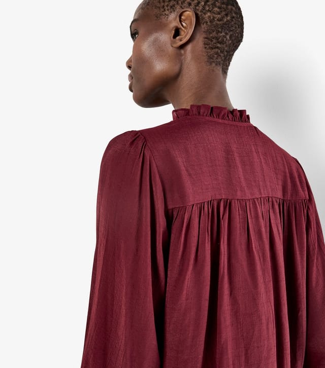 Apricot Women's Burgundy Ruffle Smock Boho Blouse Apricot New Look - 3