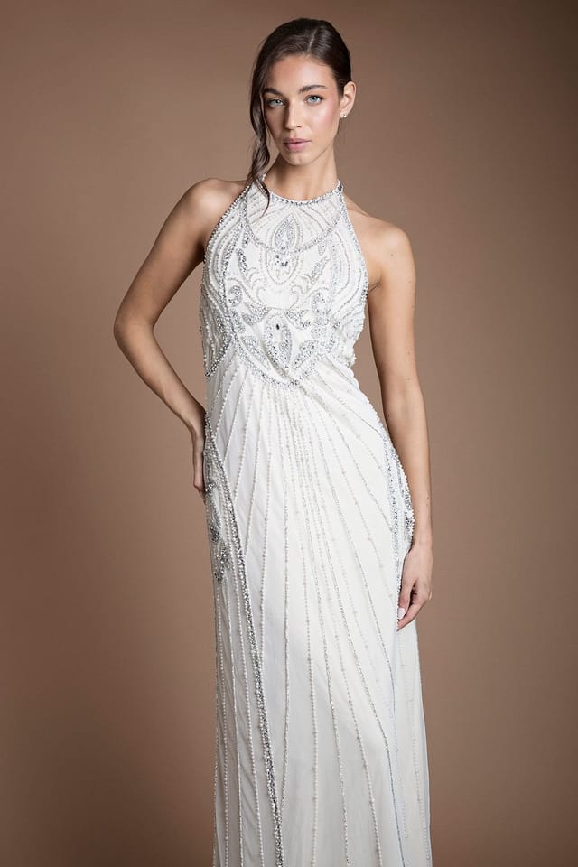 Coast Coast Women's Honoured Sculpting Halterneck Embellished Wedding Dress in Ivory - 2