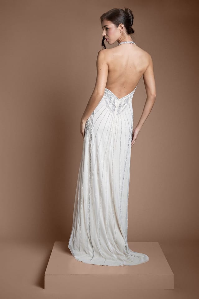 Coast Coast Women's Honoured Sculpting Halterneck Embellished Wedding Dress in Ivory - 3