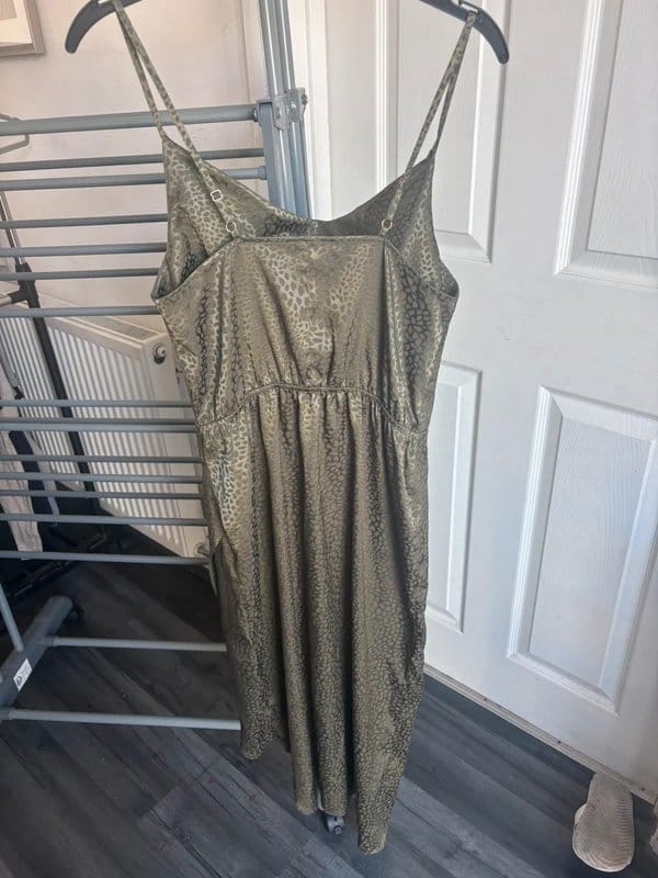 New Look Khaki Silk Cowl Neck Dress
