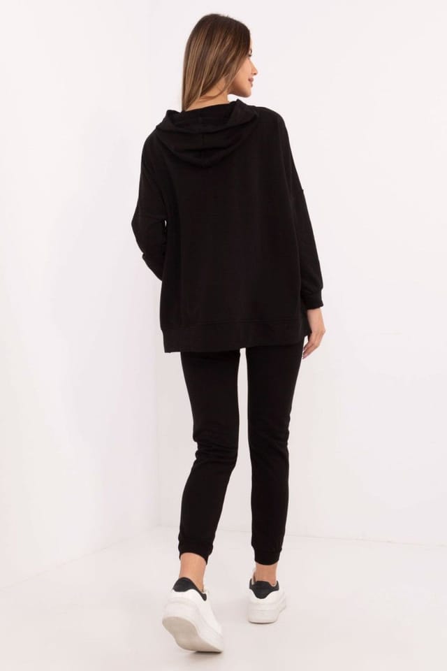 Love Lace Love Lace Women's Cotton Polyester Tracksuit Set Kangaroo Pocket in Black - 3
