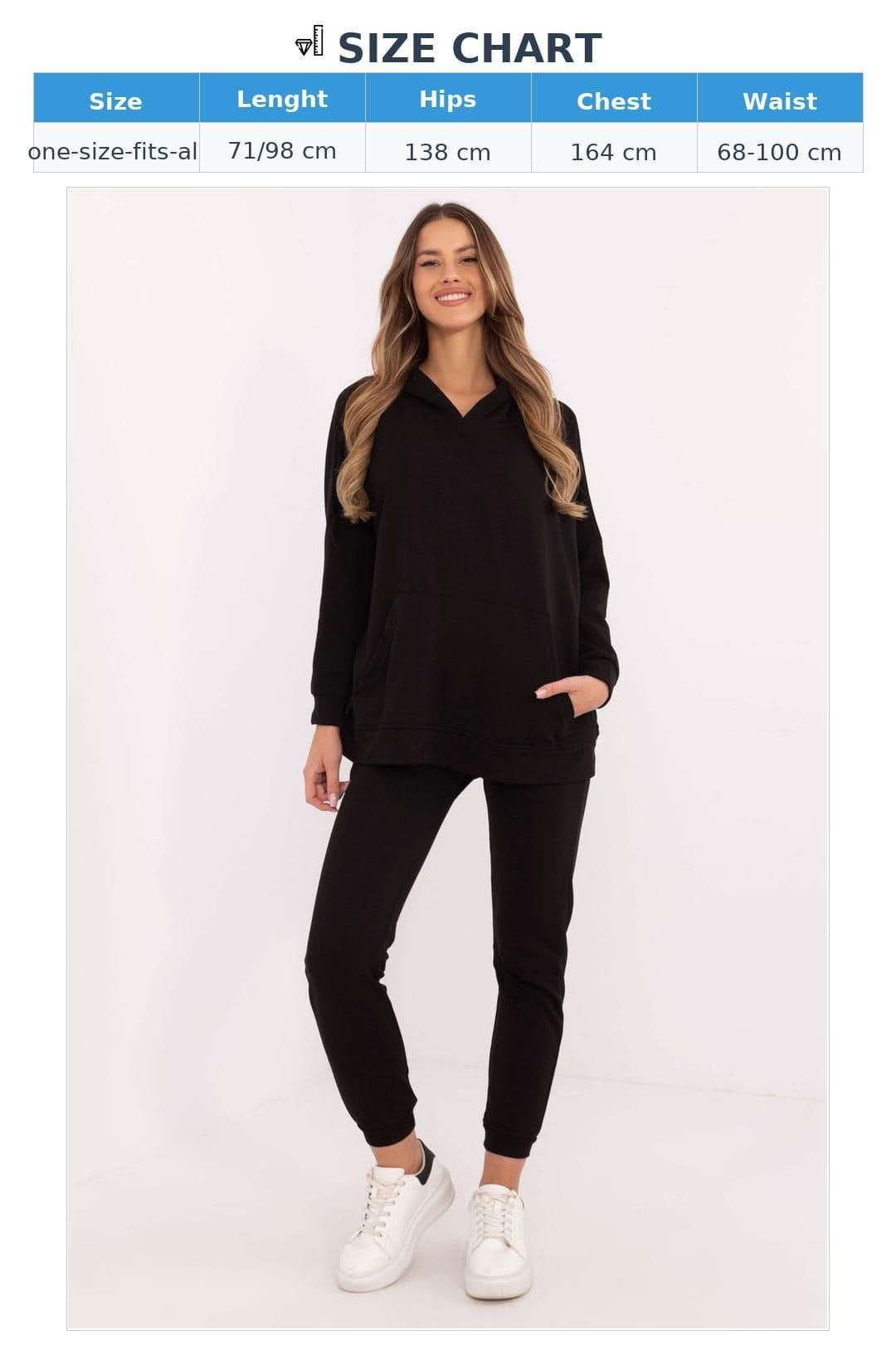 Love Lace Love Lace Women's Cotton Polyester Tracksuit Set Kangaroo Pocket in Black - 4