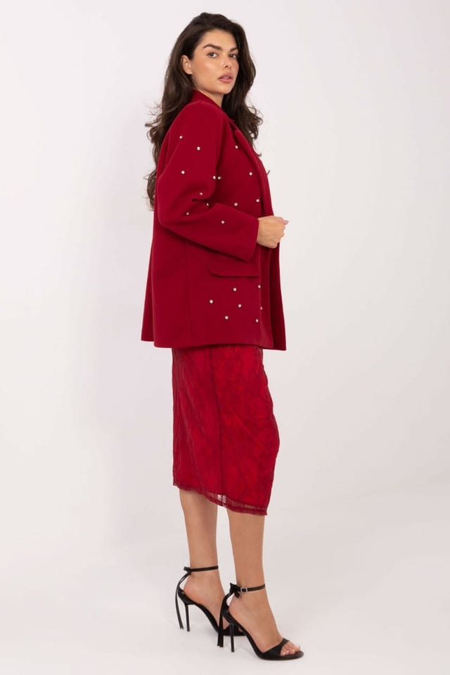 Love Lace Love Lace Women's Embellished Occasion Jacket with Zircon Shine in Red - 2