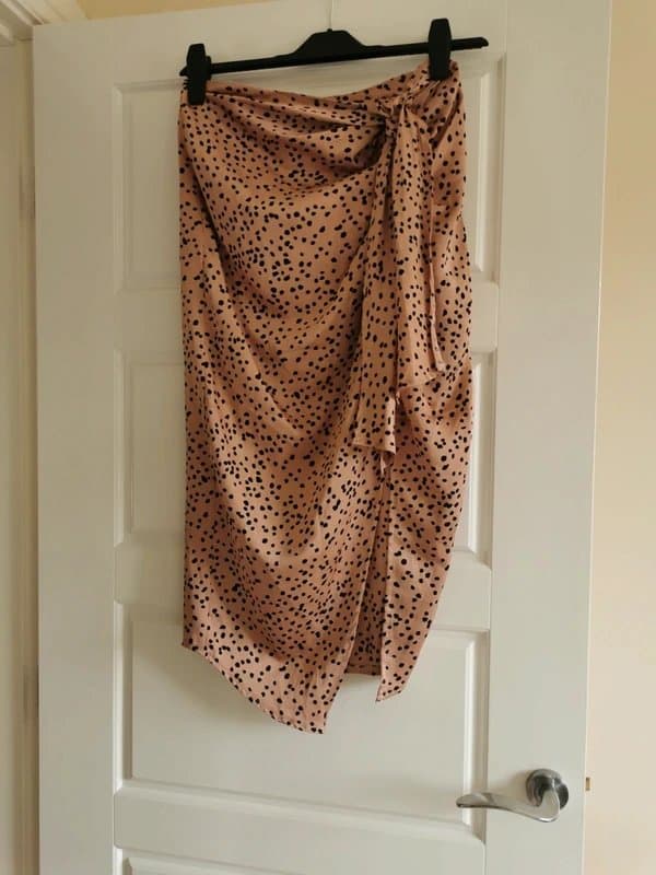 New Look High waisted, silk effect, midi skirt