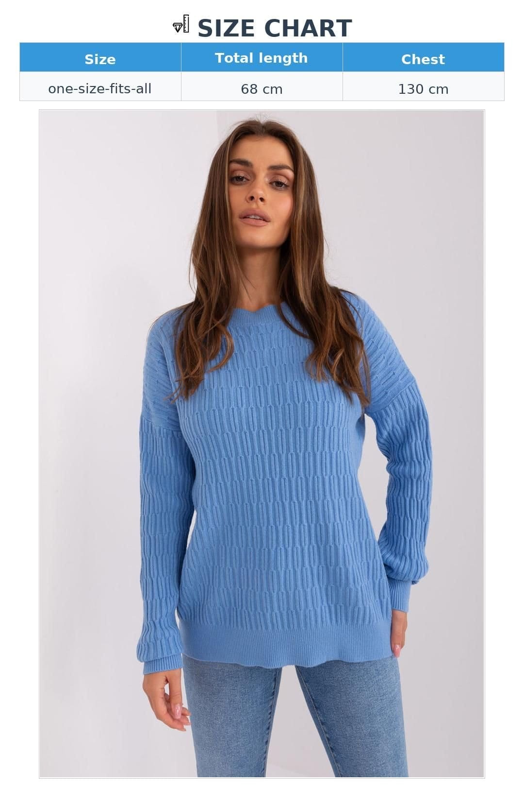 Love Lace Love Lace Women's Variegated Round Neck Long Sleeve Sweater Style 185727 in Blue - 4