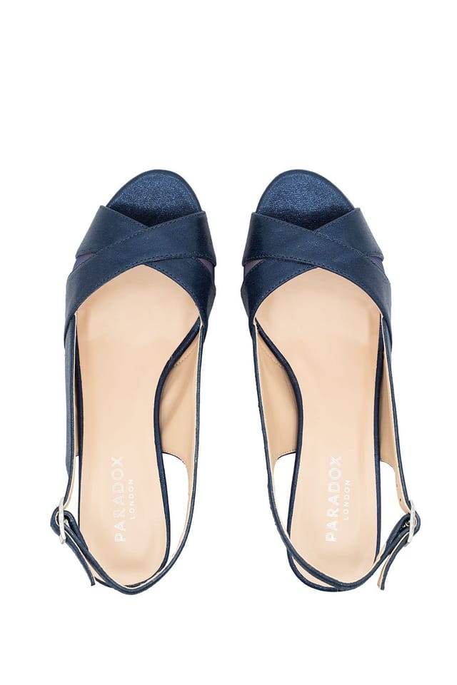 Paradox London Paradox London Women's Faux Leather 'Luisa' Sling Back Platform Sandal in Navy - 3