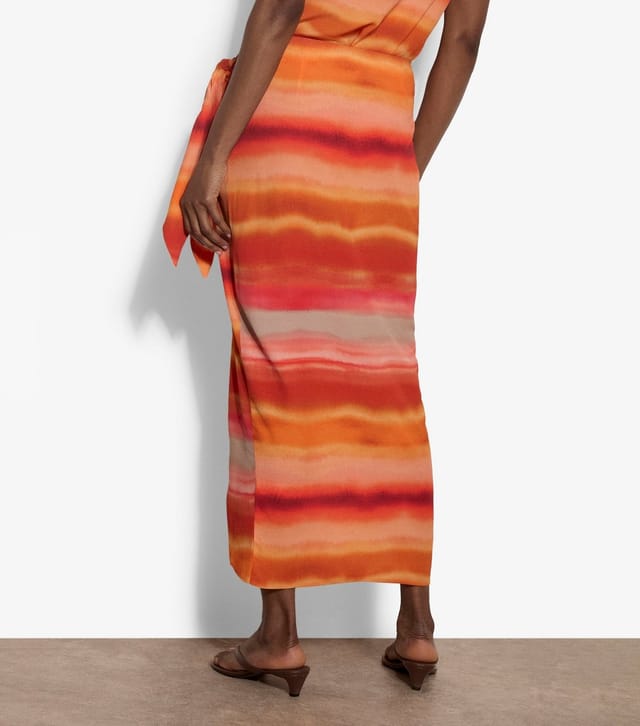 Apricot Women's Orange Watercolour Stripe Wrap Midi Skirt Apricot New Look - 3