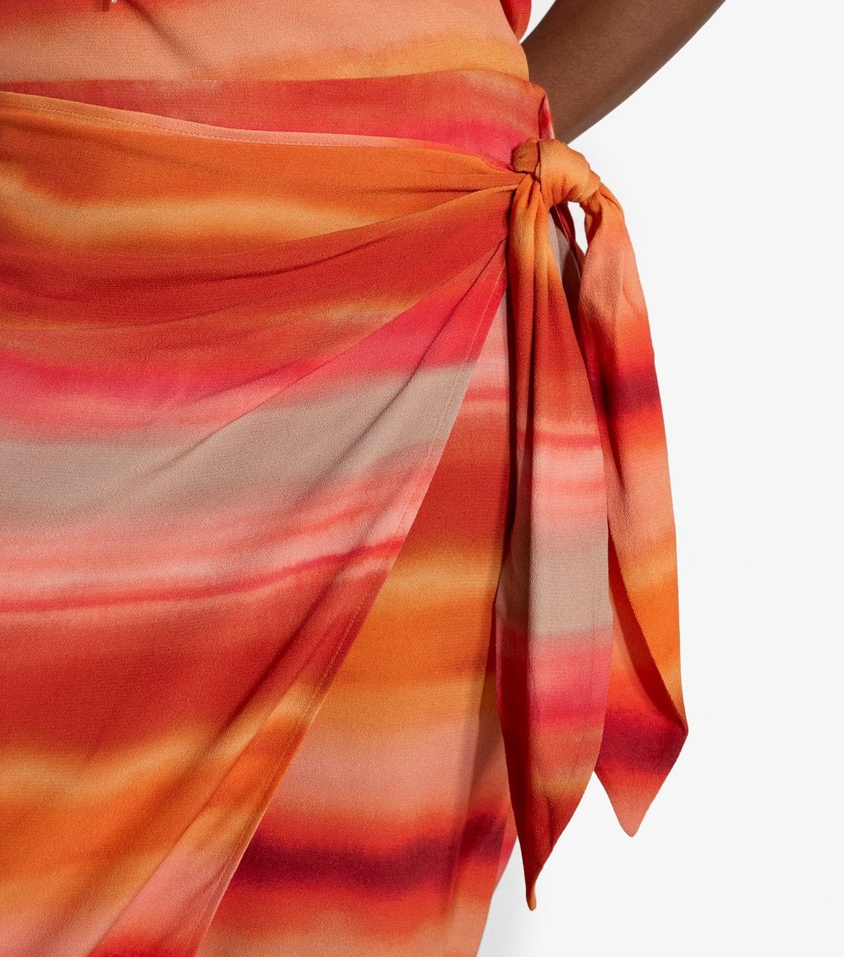 Apricot Women's Orange Watercolour Stripe Wrap Midi Skirt Apricot New Look - 4