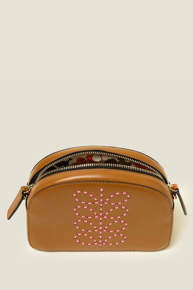 Orla Kiely Orla Kiely Women's Babaluna Leather Crossbody - Whipstitch Stem Tan in Brown - 3