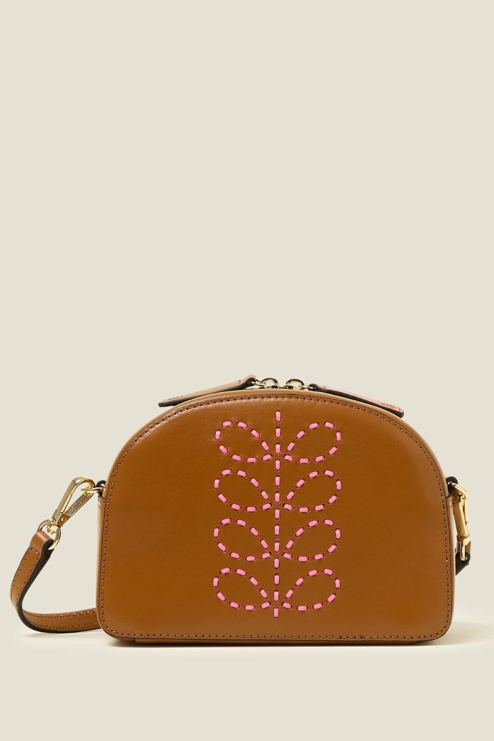 Orla Kiely Orla Kiely Women's Babaluna Leather Crossbody - Whipstitch Stem Tan in Brown - 4