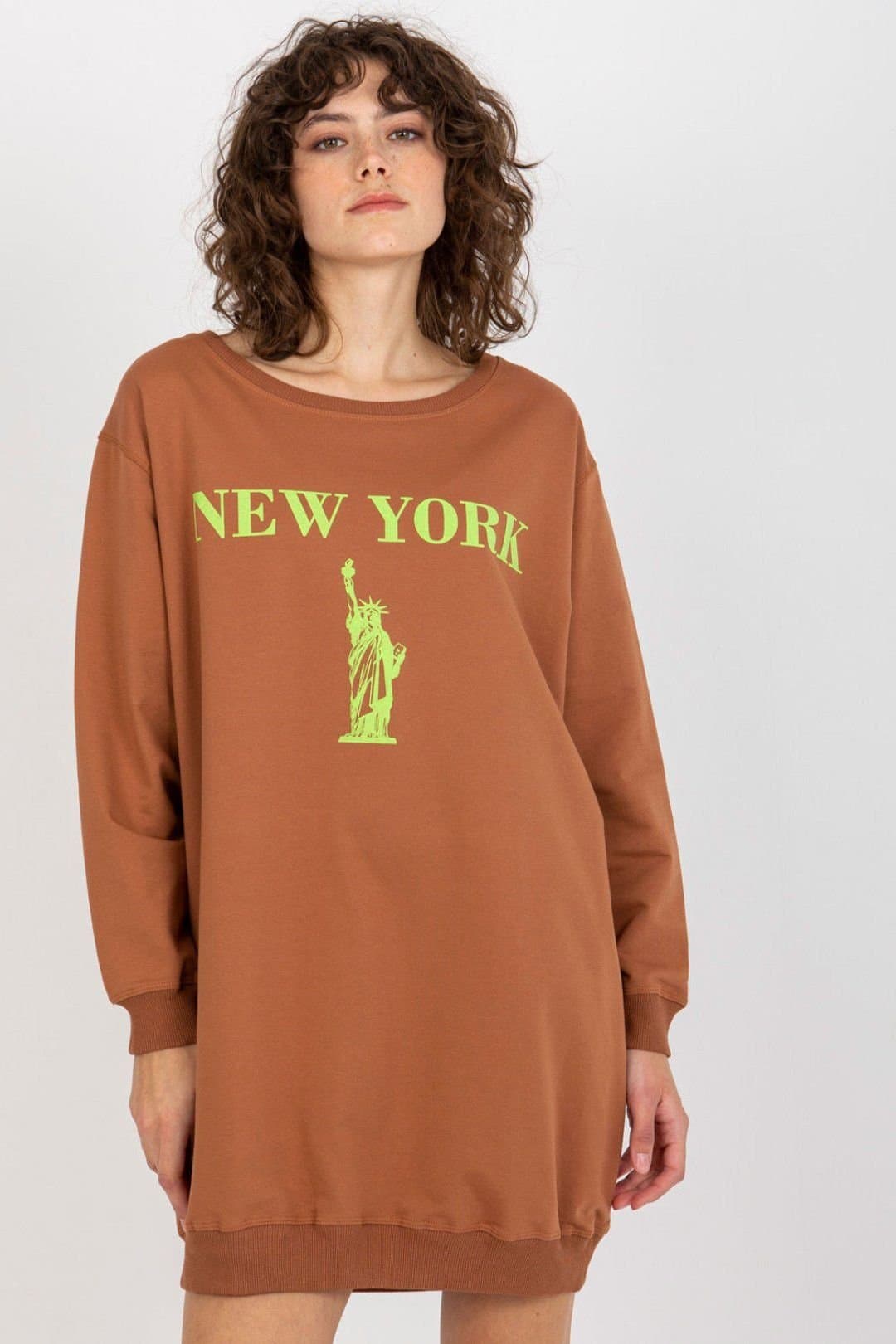 Love Lace Love Lace Women's Oversized Casual Printed Front Sweatshirt in Brown