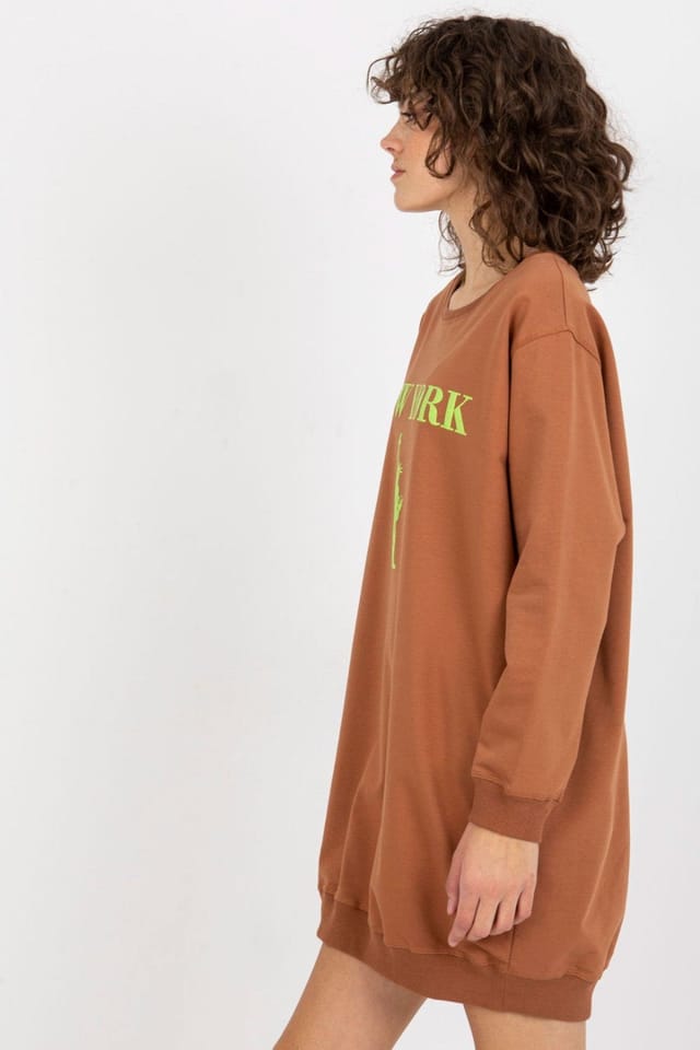 Love Lace Love Lace Women's Oversized Casual Printed Front Sweatshirt in Brown - 2