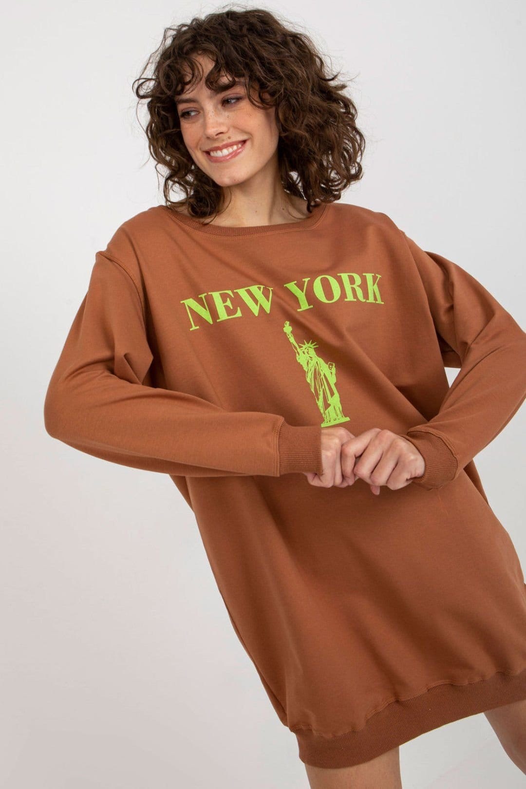 Love Lace Love Lace Women's Oversized Casual Printed Front Sweatshirt in Brown - 4