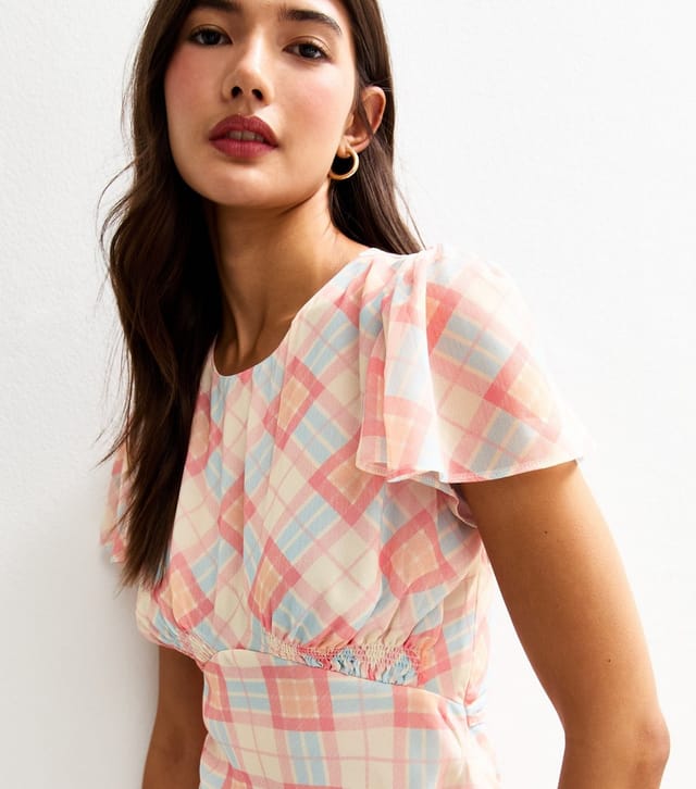 New Look Women's Pink Check Print Chiffon Midi Dress New Look - 2