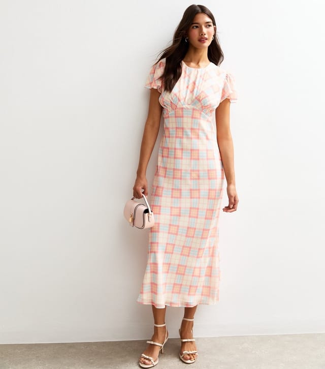 New Look Women's Pink Check Print Chiffon Midi Dress New Look - 3