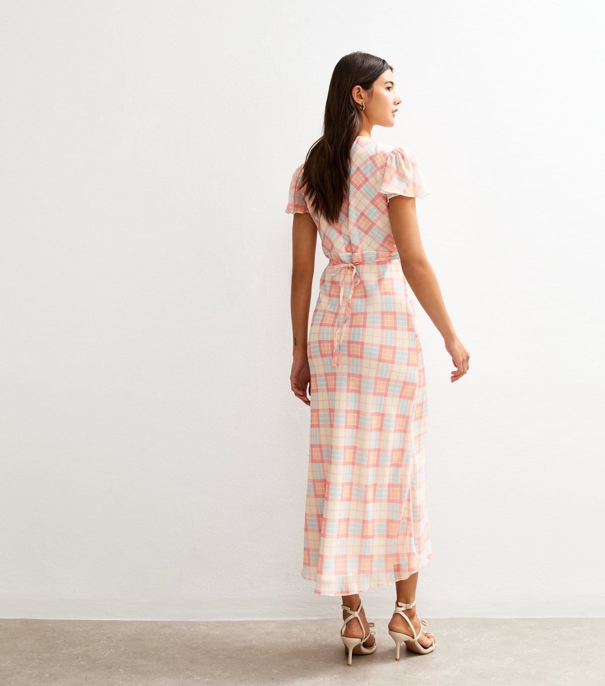 New Look Women's Pink Check Print Chiffon Midi Dress New Look - 4