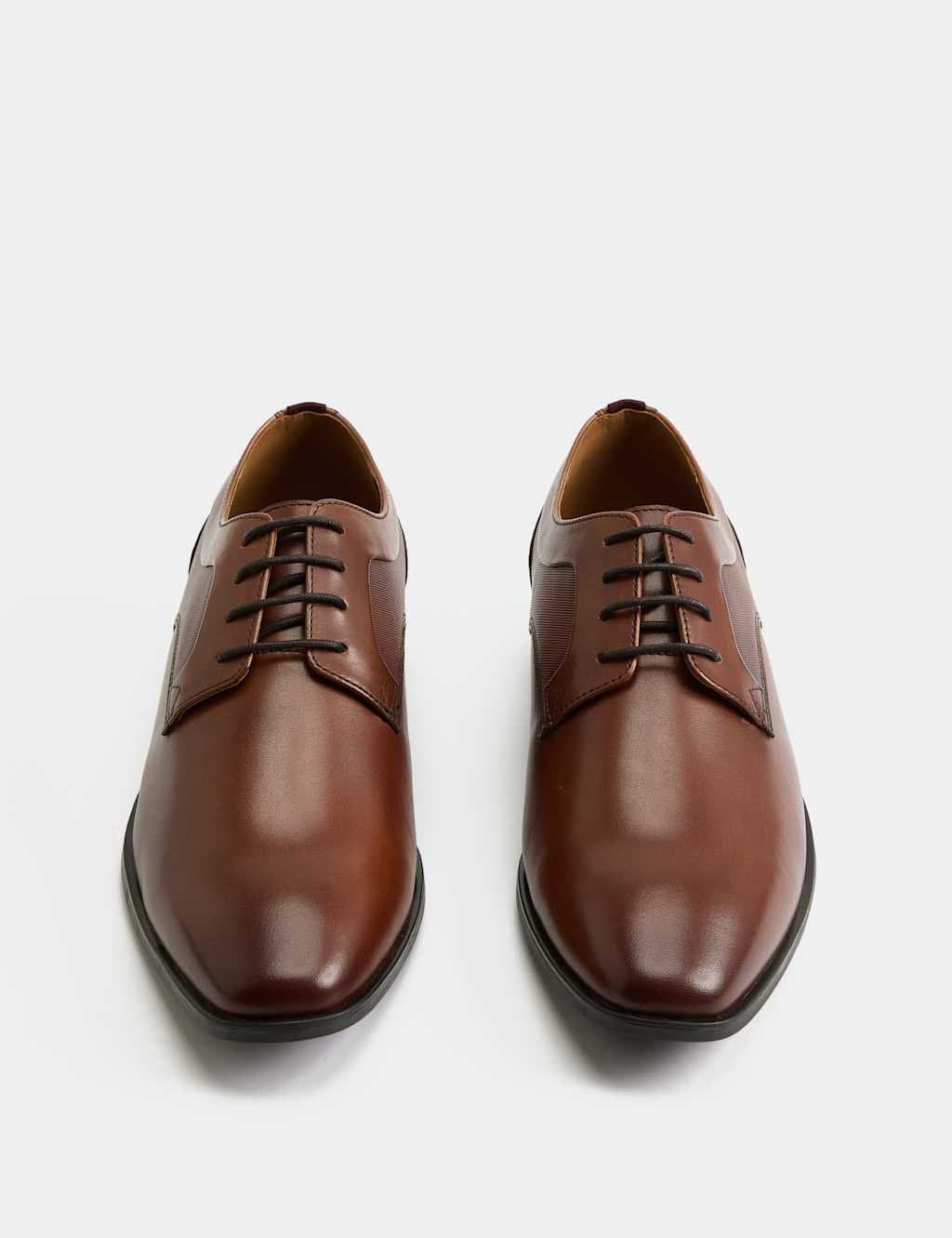 Marks & Spencer M&S Leather Wide Fit Derby Shoes Tan