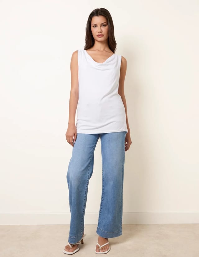 Blue Vanilla Sleeveless Cowl Neck Viscose Jersey Top - 2