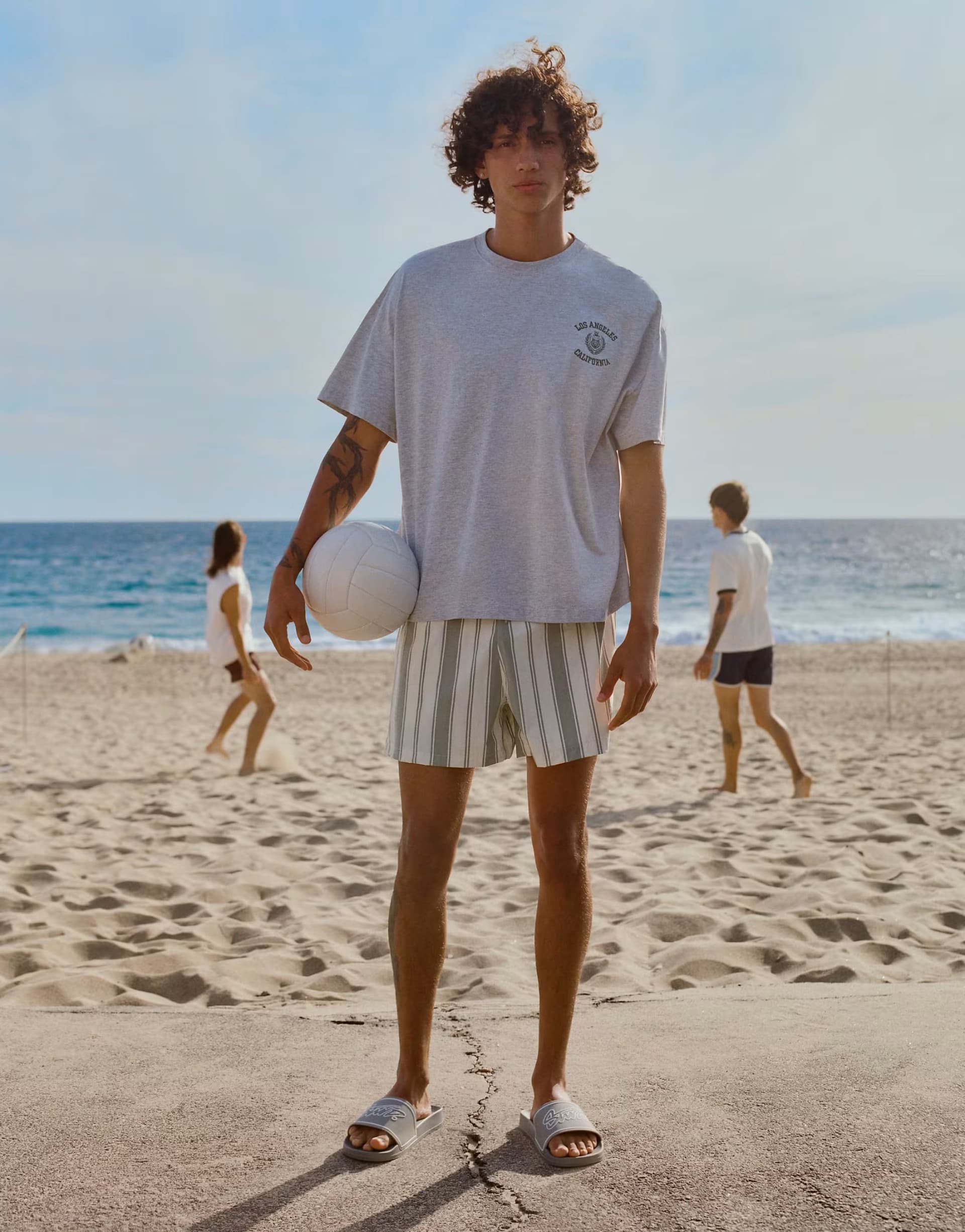 ASOS Pull&Bear Striped board shorts in green