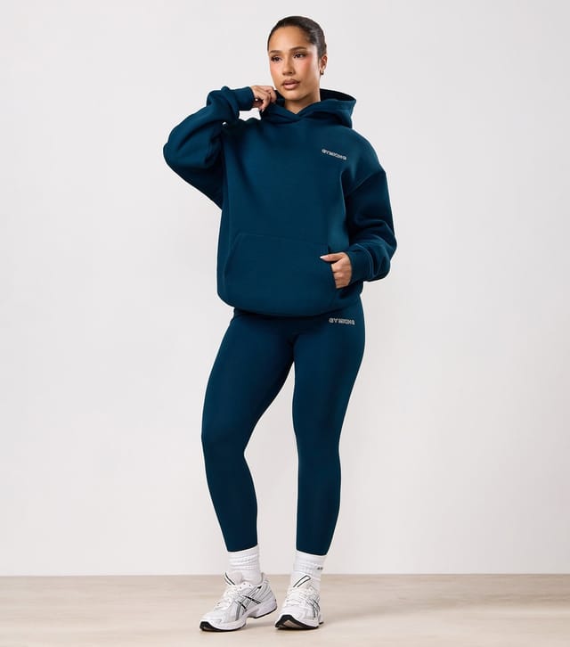 Gym King Women's Dark Blue Logo Print Oversized Hoodie Gym King New Look - 2