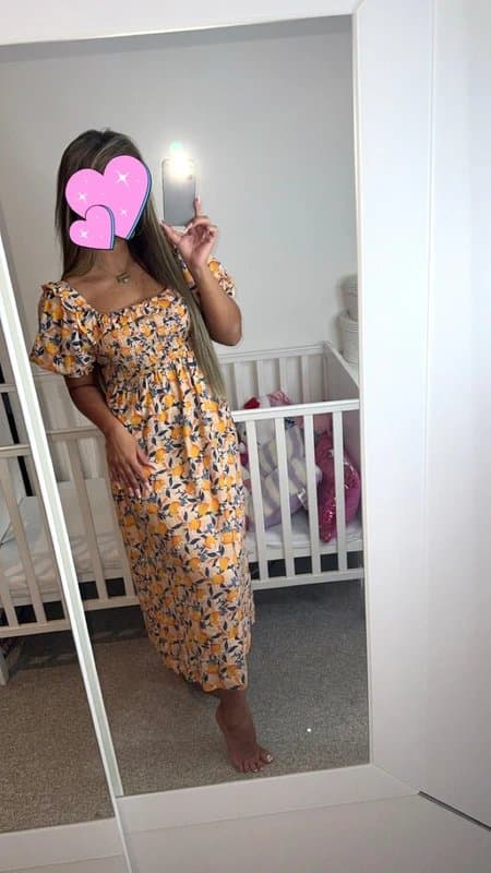 New Look Orange orange print milkmaid midi dress