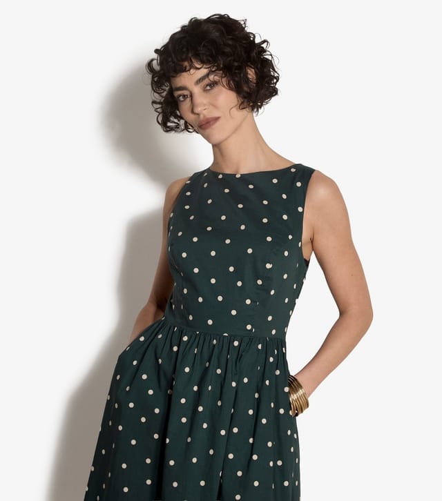 Apricot Women's Green Cotton Polka Dot Print Midi Dress Apricot New Look - 2