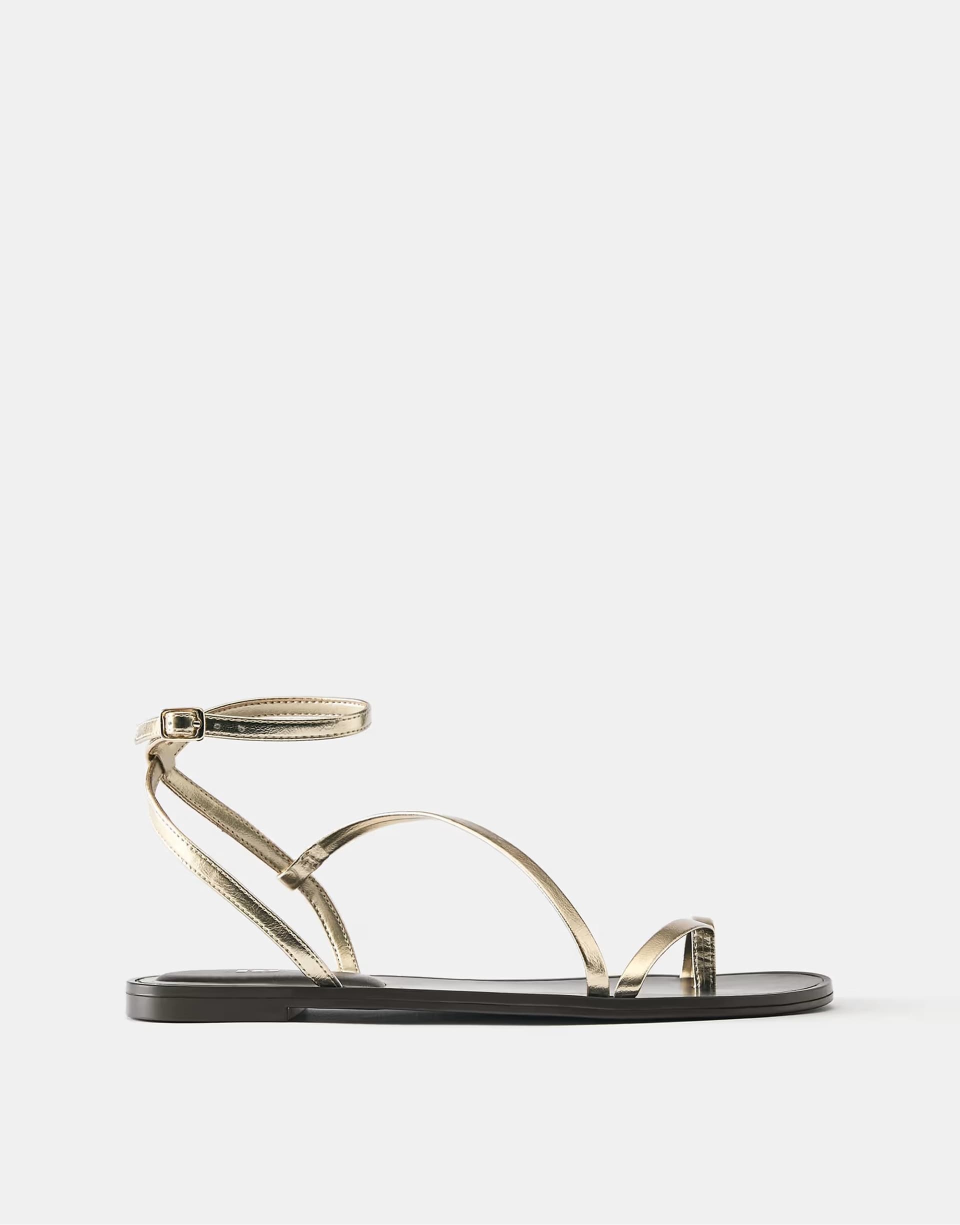 ASOS ASOS Gold Strappy Flat Sandals In Gold