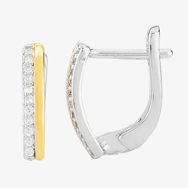 T.H.Baker T.H.Baker Women's Two-Tone Cubic Zirconia Bar Pendant & Earring Set SET13567 in Gold - 3