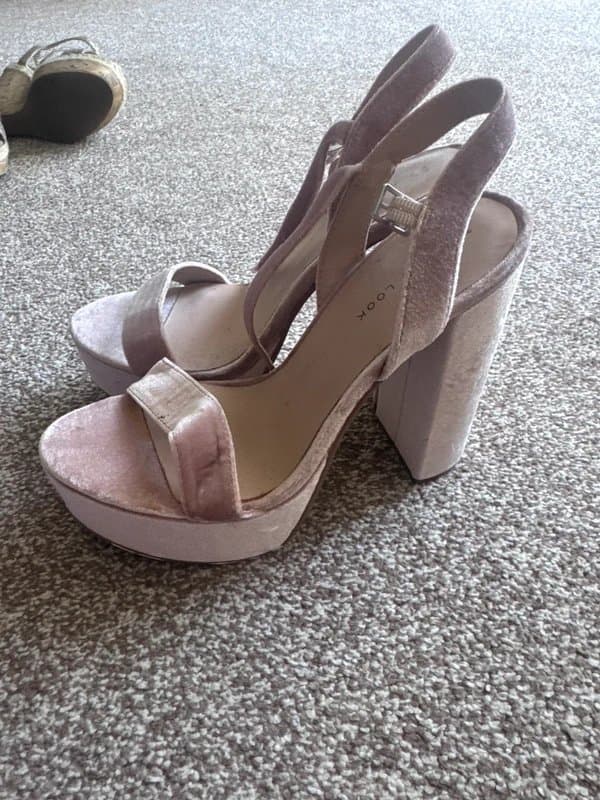 New Look Pink velvet heels