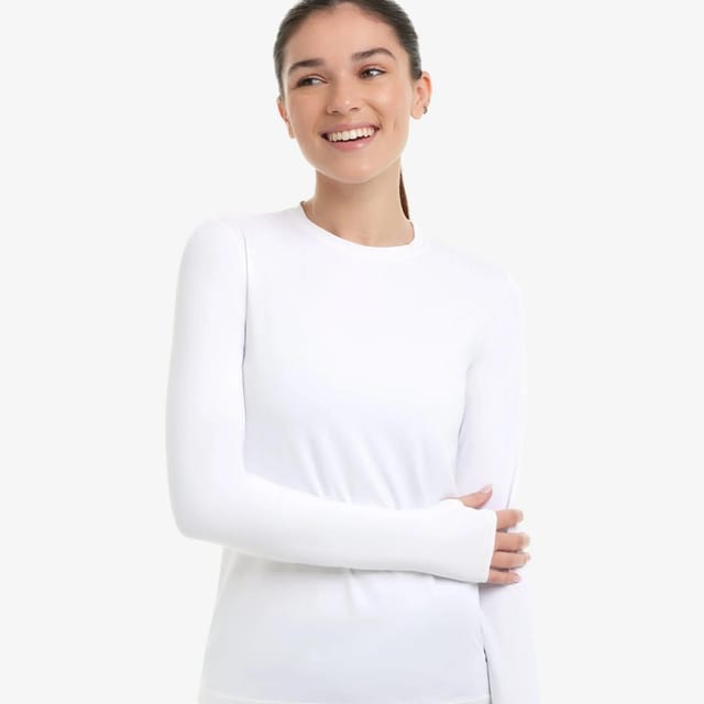 BloqUV BloqUV Women's Slim Fit UPF 50+ Sun Protection Long Sleeve Top in White - 2