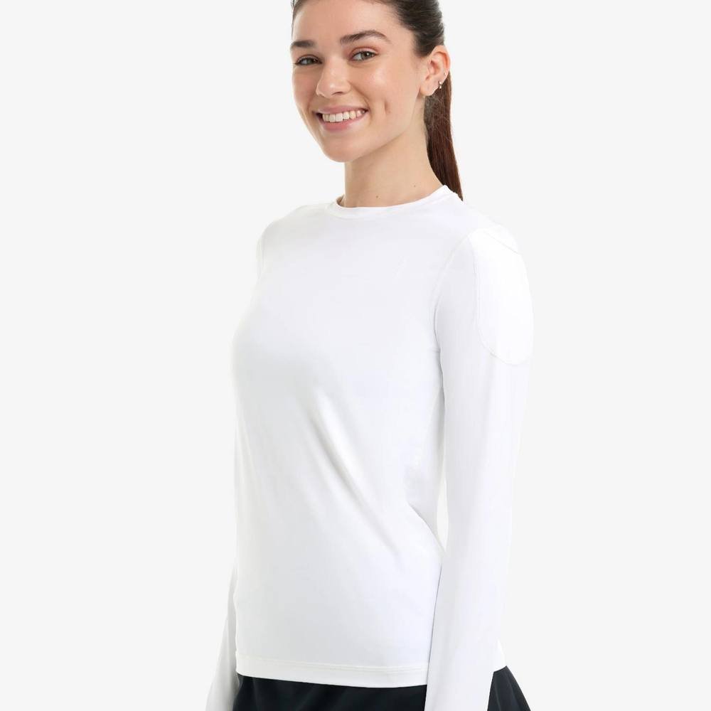 BloqUV BloqUV Women's Slim Fit UPF 50+ Sun Protection Long Sleeve Top in White - 4