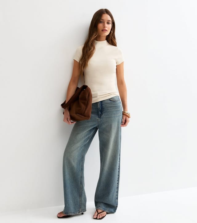 New Look Women's Premium Off White Ribbed Grown On Sleeves Top New Look - 3