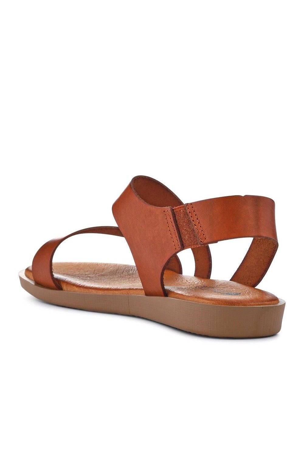 Pavers Pavers Women's Elasticated Leather Sandals in Tan - 3