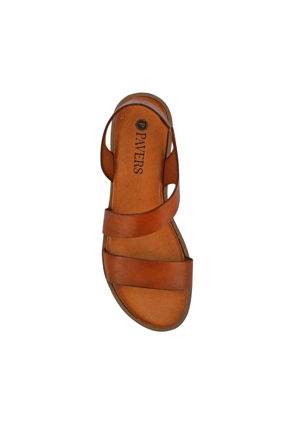 Pavers Pavers Women's Elasticated Leather Sandals in Tan - 4