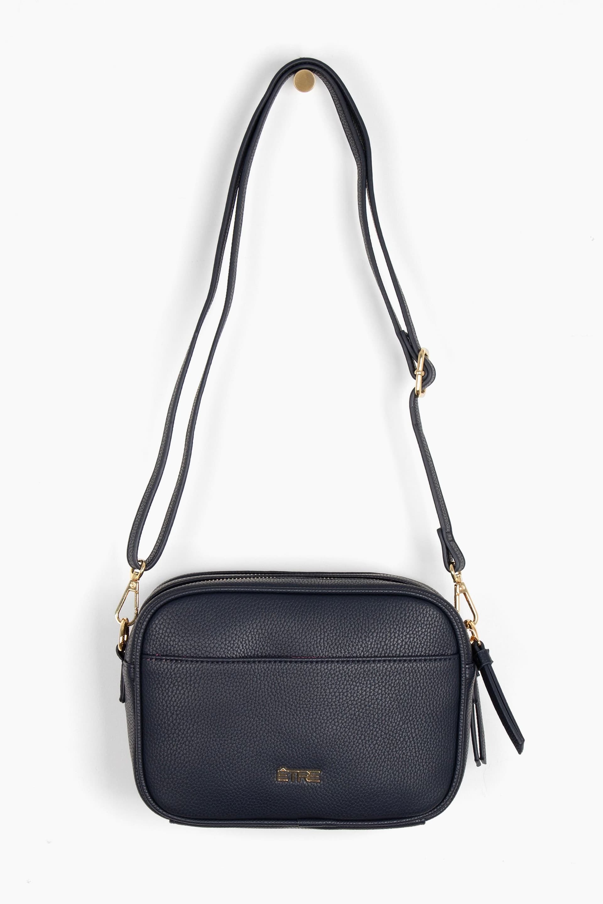 Etre Etre Navy Blue Faux Leather Crossbody Bag