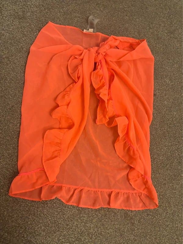 Moda Minx Moda minx organge/coral ruffle tie up holiday party beach cover up same day post