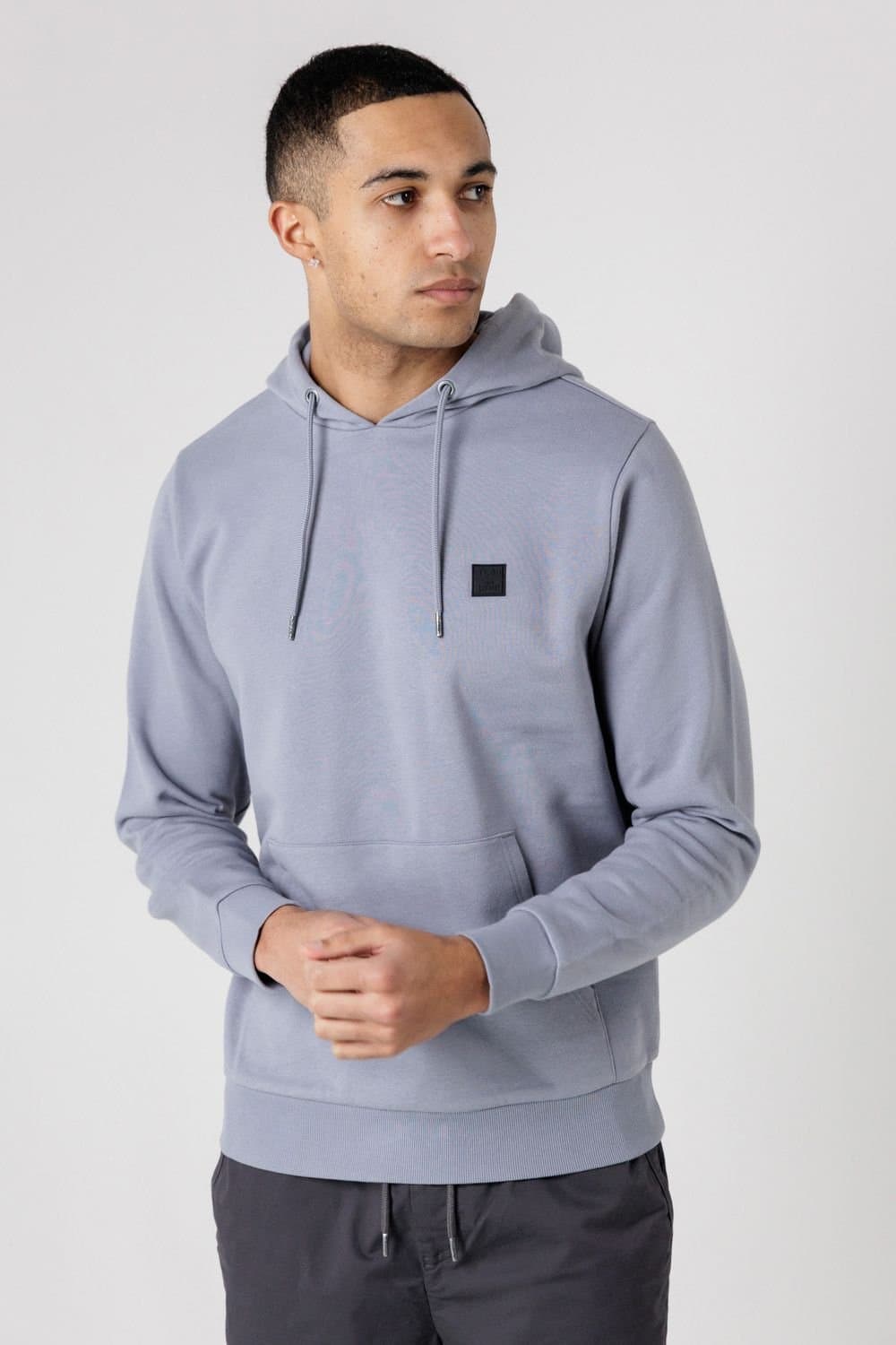 Tokyo Laundry Tokyo Laundry Men's Brushed Back Fleece Hoody with Small Chest Logo in Blue