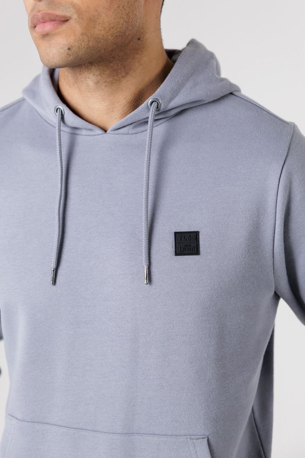Tokyo Laundry Tokyo Laundry Men's Brushed Back Fleece Hoody with Small Chest Logo in Blue - 4
