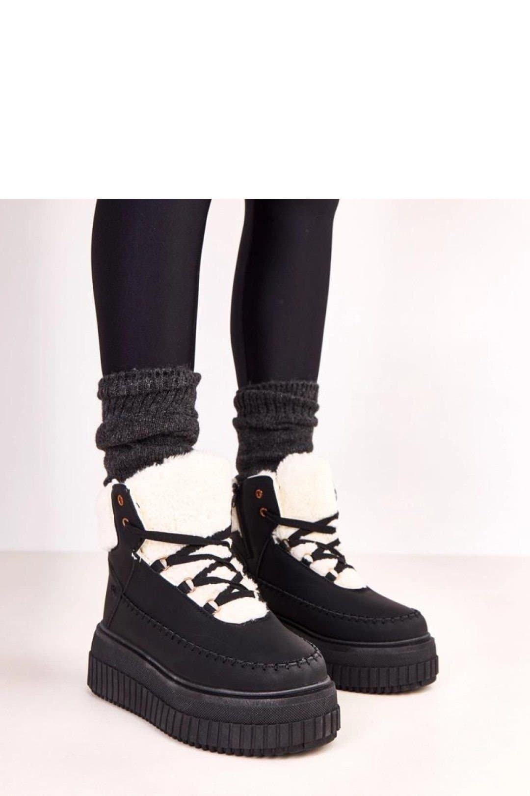 Love Lace Love Lace Women's Stylish Laced Sport Ankle Boots with Soft Warm Fur Lining in Black