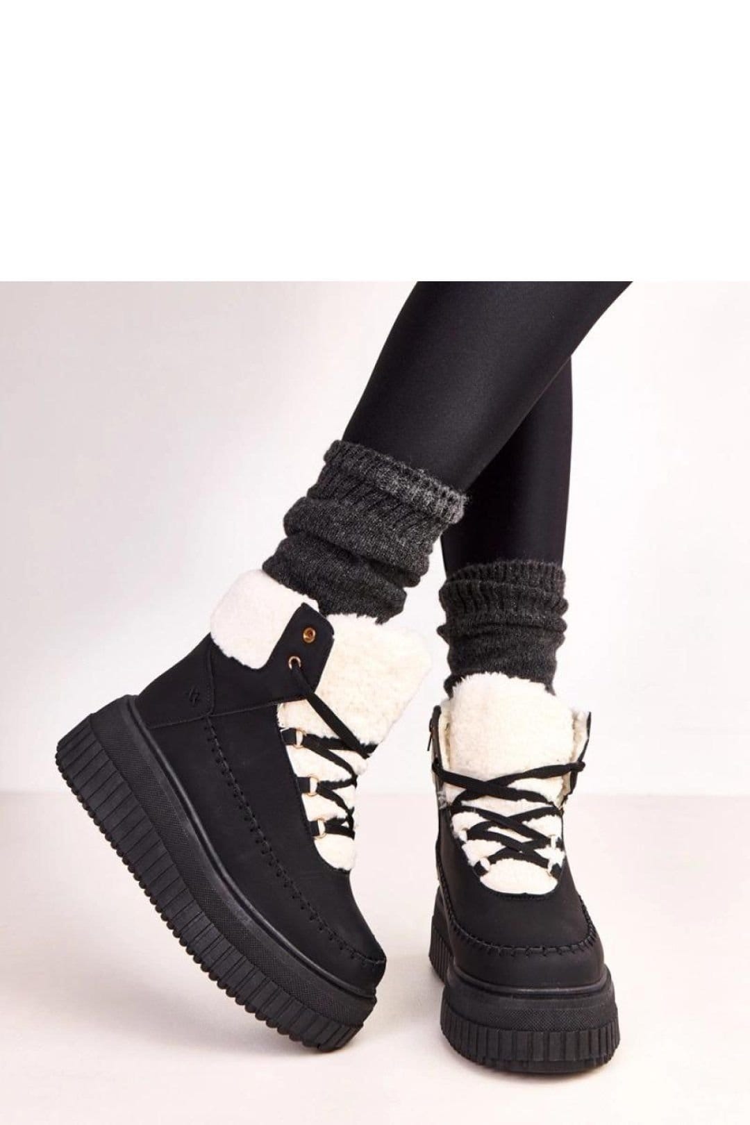 Love Lace Love Lace Women's Stylish Laced Sport Ankle Boots with Soft Warm Fur Lining in Black - 4
