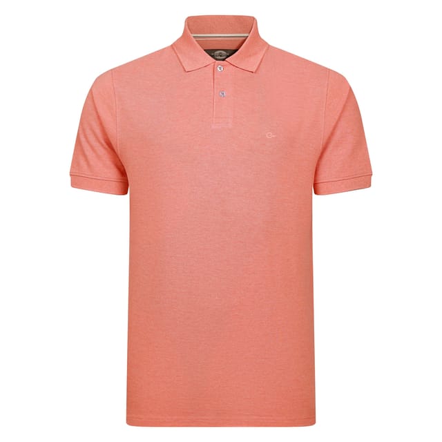 Peter Gribby Peter Gribby Men's Short Sleeve Melange Pique Polo in Peach - 2
