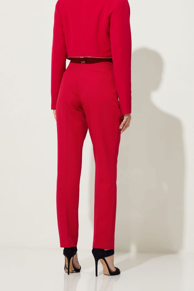 Star By Julien Macdonald Star by Julien Macdonald Women's Tailored Straight Leg Trousers in Red - 3